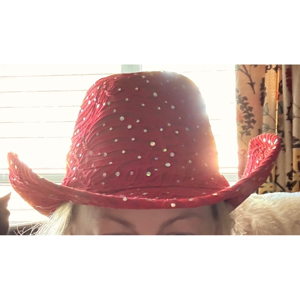 Something Special Cowgirl Hat Women OS Red Good Rhinestone Western Glam JA7050